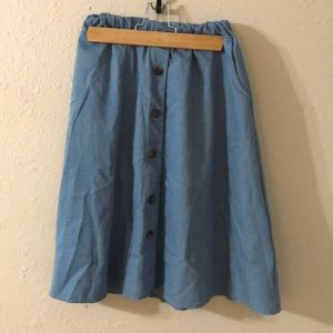 Handmade Chambray Midi-Skirt